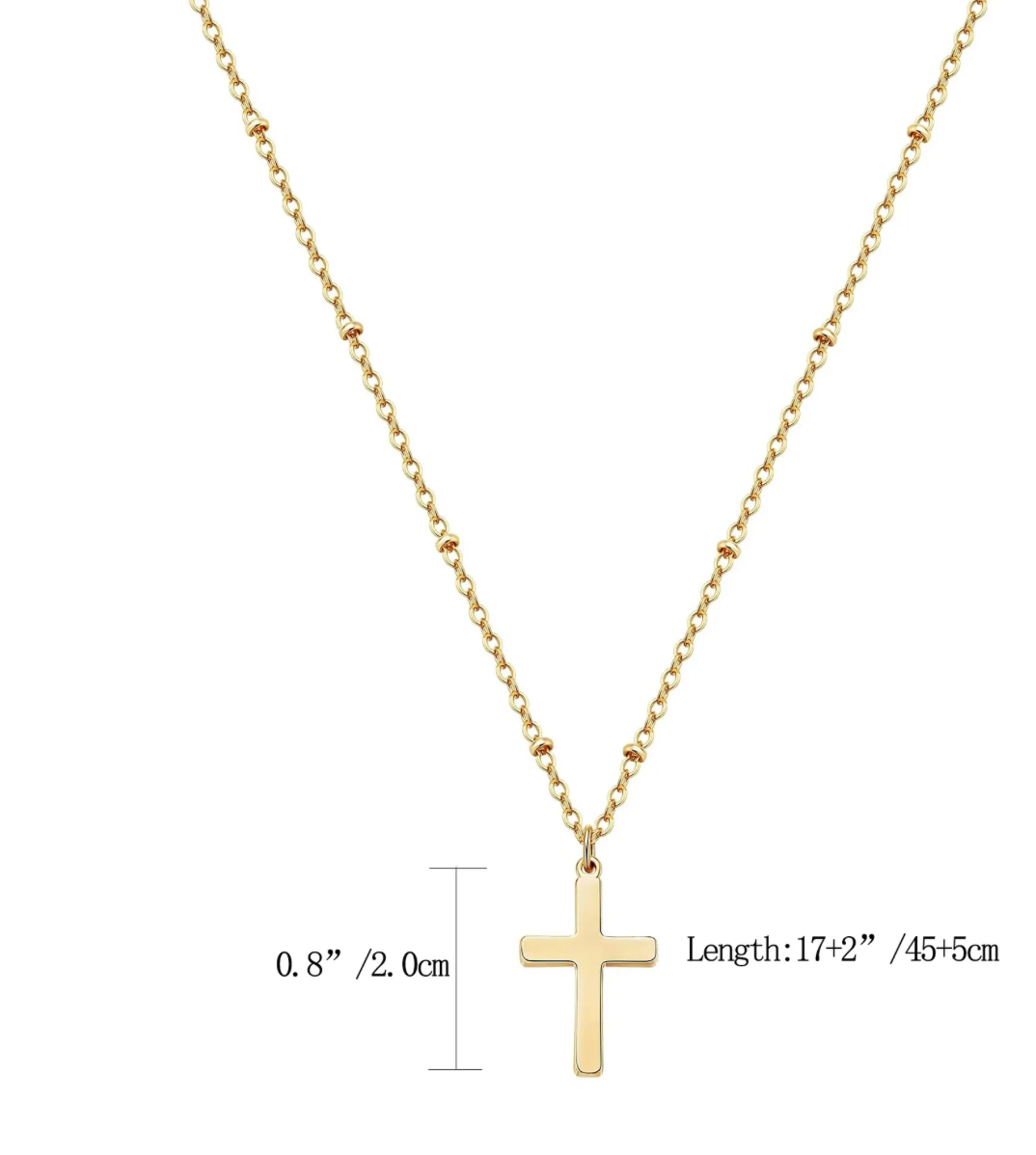 Minimalist Stainless Steel Cross Pendant Necklace Women Satellite Beaded Chain